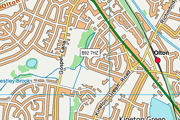 B92 7HZ map - OS VectorMap District (Ordnance Survey)