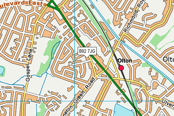 B92 7JG map - OS VectorMap District (Ordnance Survey)