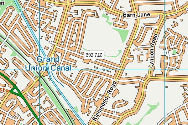 B92 7JZ map - OS VectorMap District (Ordnance Survey)