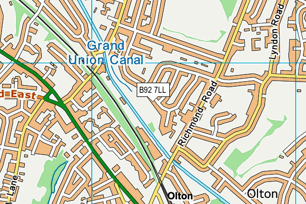 B92 7LL map - OS VectorMap District (Ordnance Survey)