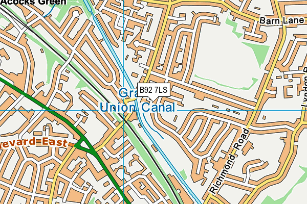 B92 7LS map - OS VectorMap District (Ordnance Survey)