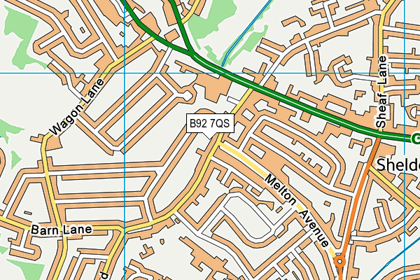 B92 7QS map - OS VectorMap District (Ordnance Survey)
