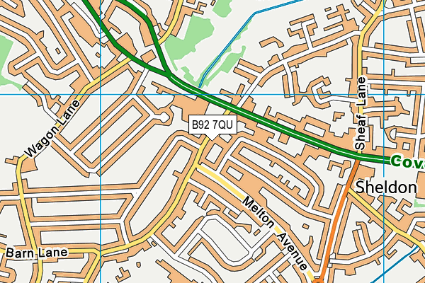 B92 7QU map - OS VectorMap District (Ordnance Survey)