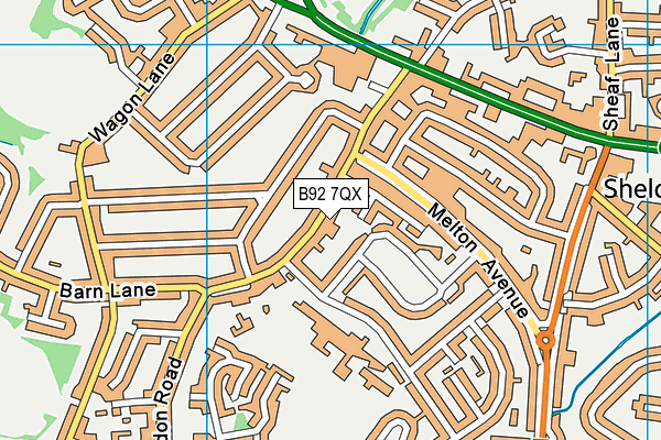 B92 7QX map - OS VectorMap District (Ordnance Survey)