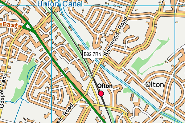 B92 7RN map - OS VectorMap District (Ordnance Survey)