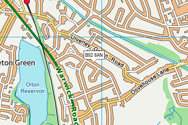 B92 8AN map - OS VectorMap District (Ordnance Survey)