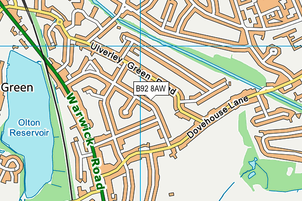 B92 8AW map - OS VectorMap District (Ordnance Survey)