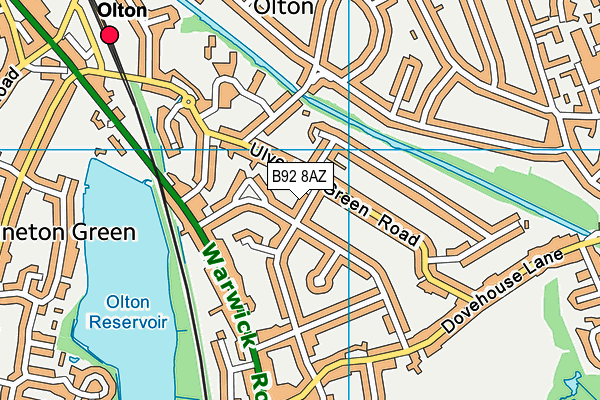 B92 8AZ map - OS VectorMap District (Ordnance Survey)