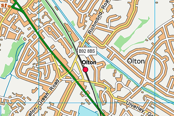 B92 8BS map - OS VectorMap District (Ordnance Survey)