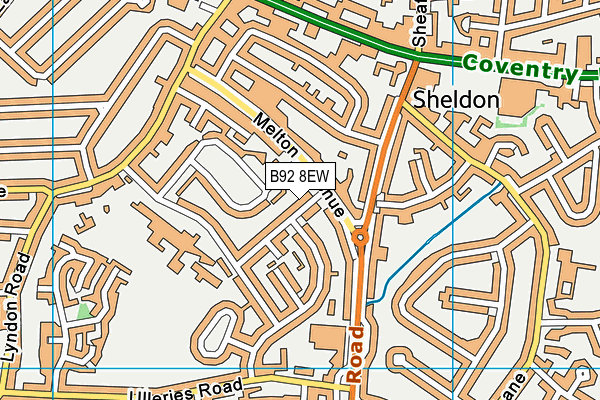 B92 8EW map - OS VectorMap District (Ordnance Survey)