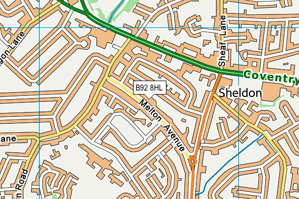 B92 8HL map - OS VectorMap District (Ordnance Survey)