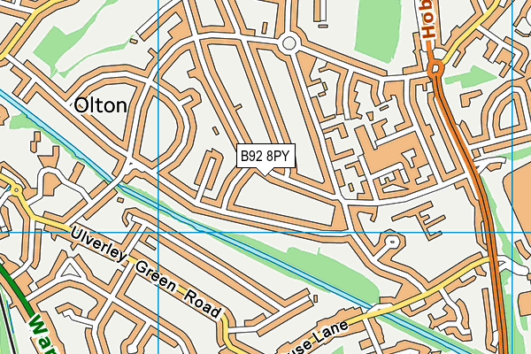B92 8PY map - OS VectorMap District (Ordnance Survey)