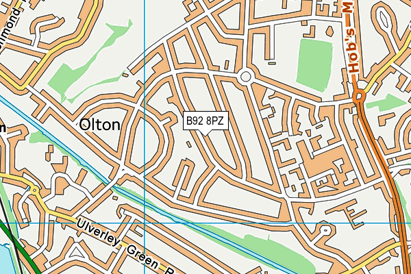 B92 8PZ map - OS VectorMap District (Ordnance Survey)