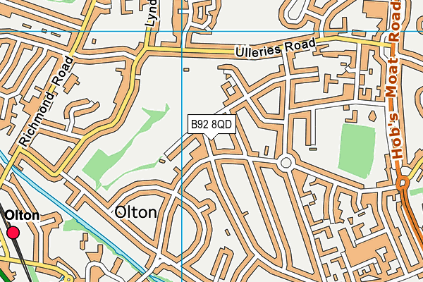 B92 8QD map - OS VectorMap District (Ordnance Survey)