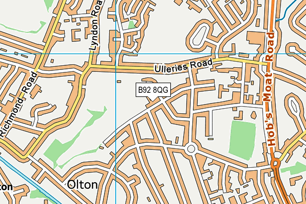 B92 8QG map - OS VectorMap District (Ordnance Survey)