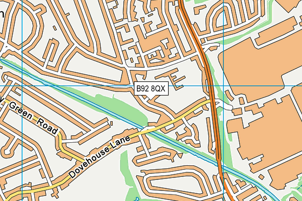 B92 8QX map - OS VectorMap District (Ordnance Survey)