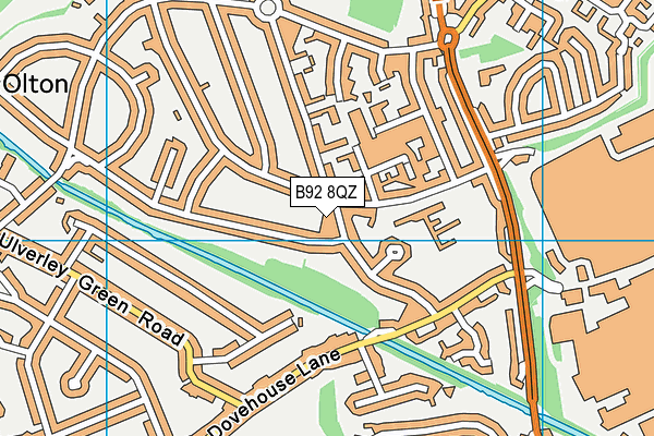 B92 8QZ map - OS VectorMap District (Ordnance Survey)