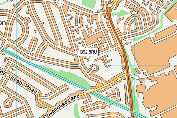 B92 8RU map - OS VectorMap District (Ordnance Survey)