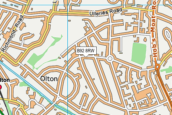 B92 8RW map - OS VectorMap District (Ordnance Survey)