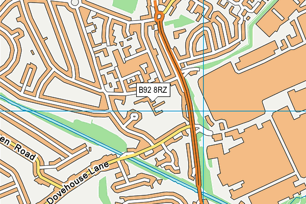 B92 8RZ map - OS VectorMap District (Ordnance Survey)