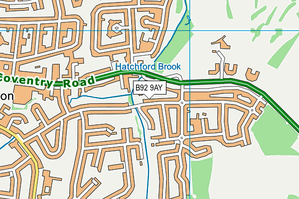 B92 9AY map - OS VectorMap District (Ordnance Survey)