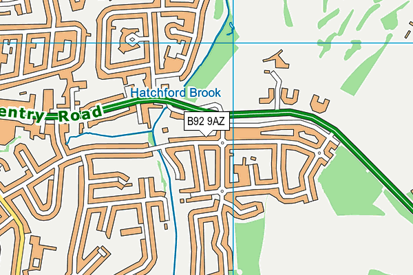 B92 9AZ map - OS VectorMap District (Ordnance Survey)