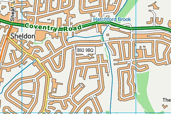 B92 9BQ map - OS VectorMap District (Ordnance Survey)
