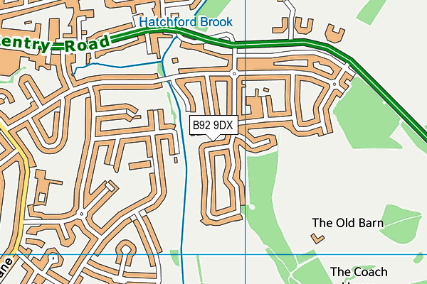 B92 9DX map - OS VectorMap District (Ordnance Survey)