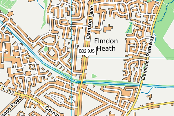 Elmdon Heath Recreation Ground map (B92 9JS) - OS VectorMap District (Ordnance Survey)