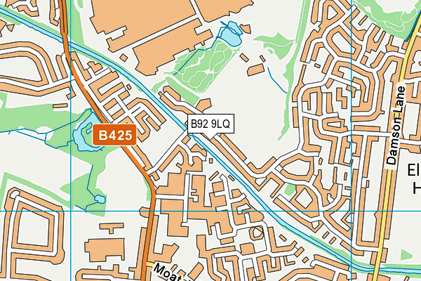 B92 9LQ map - OS VectorMap District (Ordnance Survey)