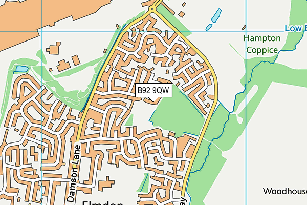 B92 9QW map - OS VectorMap District (Ordnance Survey)
