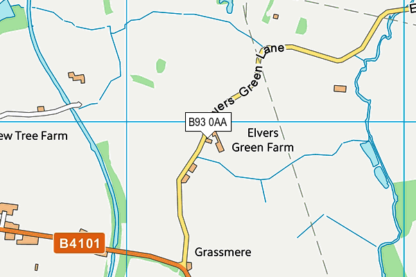 B93 0AA map - OS VectorMap District (Ordnance Survey)