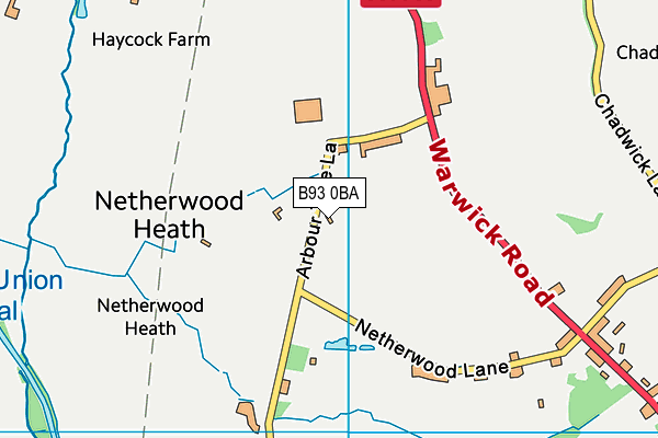 B93 0BA map - OS VectorMap District (Ordnance Survey)