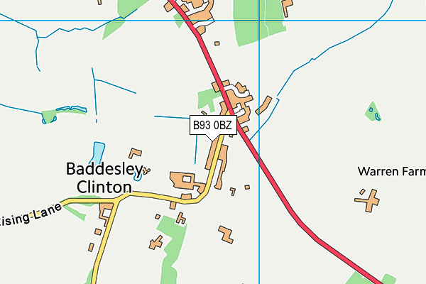 B93 0BZ map - OS VectorMap District (Ordnance Survey)