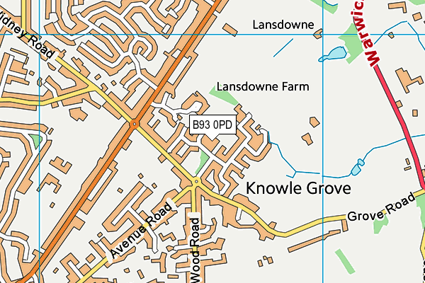 B93 0PD map - OS VectorMap District (Ordnance Survey)