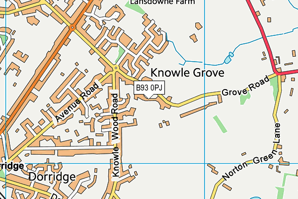 B93 0PJ map - OS VectorMap District (Ordnance Survey)