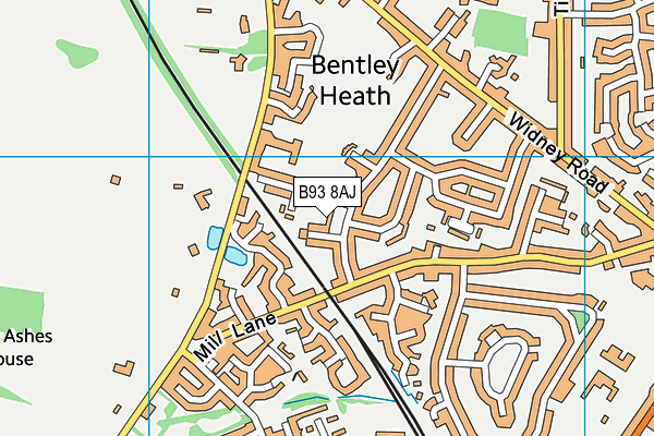 B93 8AJ map - OS VectorMap District (Ordnance Survey)