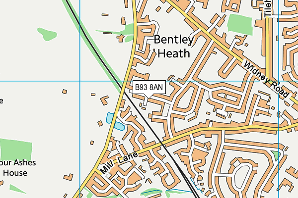 B93 8AN map - OS VectorMap District (Ordnance Survey)