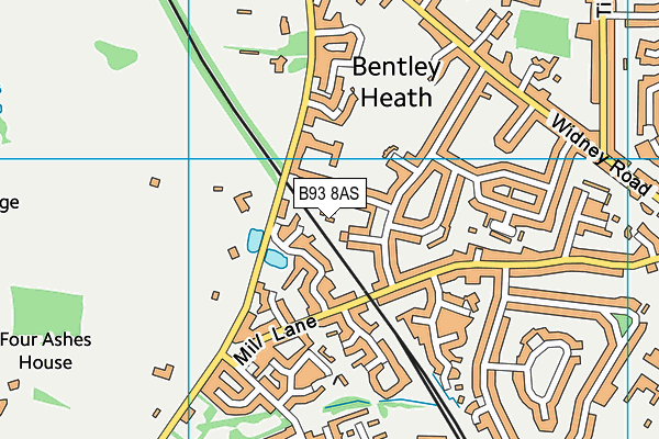 B93 8AS map - OS VectorMap District (Ordnance Survey)