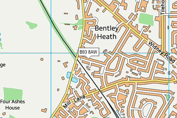 B93 8AW map - OS VectorMap District (Ordnance Survey)