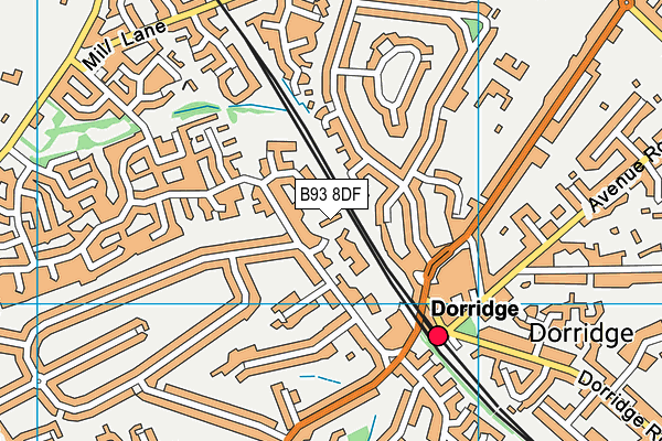 B93 8DF map - OS VectorMap District (Ordnance Survey)