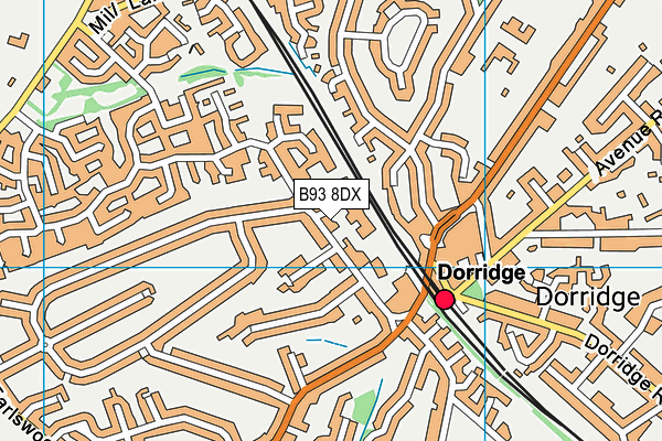 B93 8DX map - OS VectorMap District (Ordnance Survey)