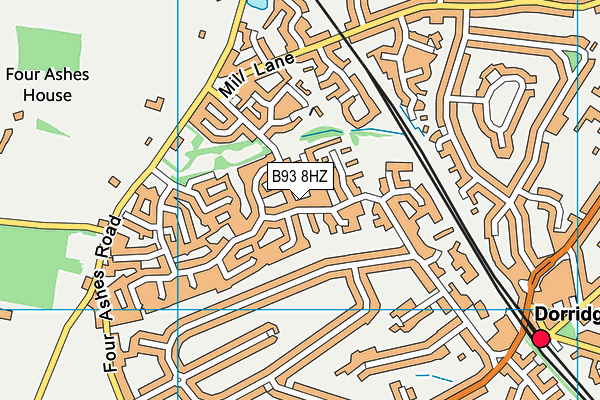 B93 8HZ map - OS VectorMap District (Ordnance Survey)