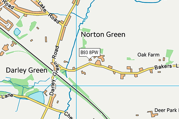 B93 8PW map - OS VectorMap District (Ordnance Survey)