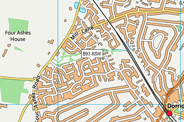 B93 8SW map - OS VectorMap District (Ordnance Survey)