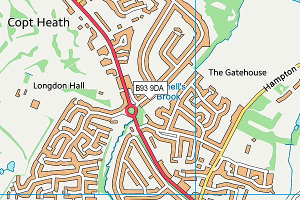 B93 9DA map - OS VectorMap District (Ordnance Survey)