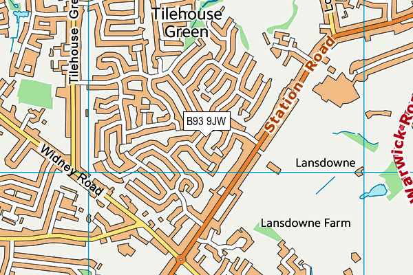 B93 9JW map - OS VectorMap District (Ordnance Survey)