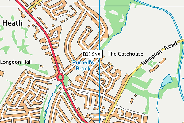 B93 9NX map - OS VectorMap District (Ordnance Survey)