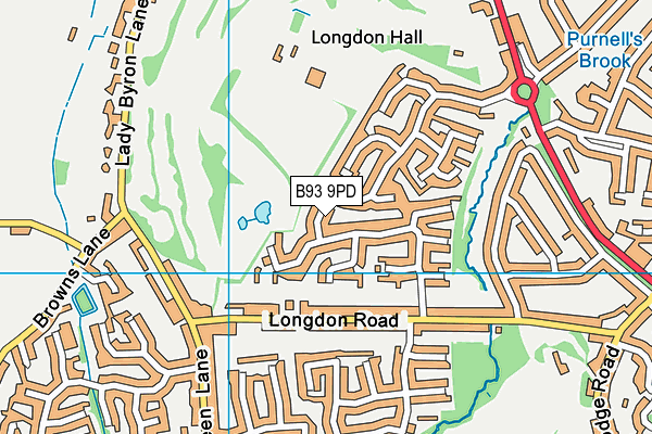 B93 9PD map - OS VectorMap District (Ordnance Survey)