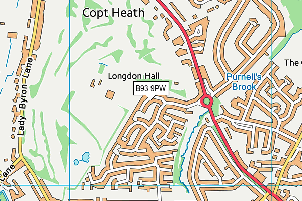 B93 9PW map - OS VectorMap District (Ordnance Survey)